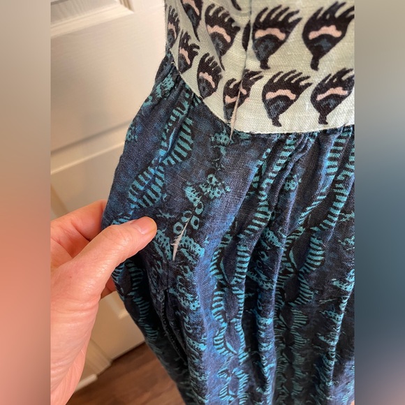 Faherty Gracie Linen Bali Blue Maxi Dress Small - Picture 14 of 15